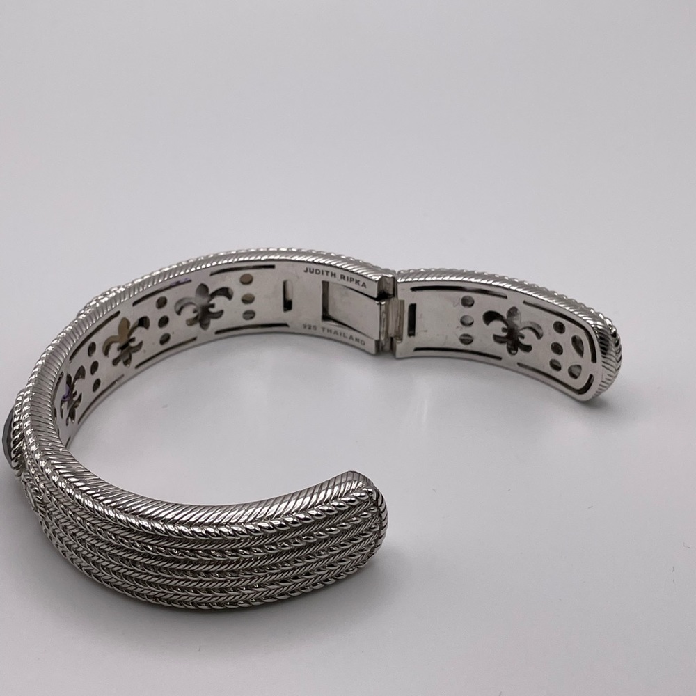 JUDITH RIPKA -SterlingSilver Cuff w/ faceted SmokyTopaz & Amethyst Stones - Picture 4 of 10
